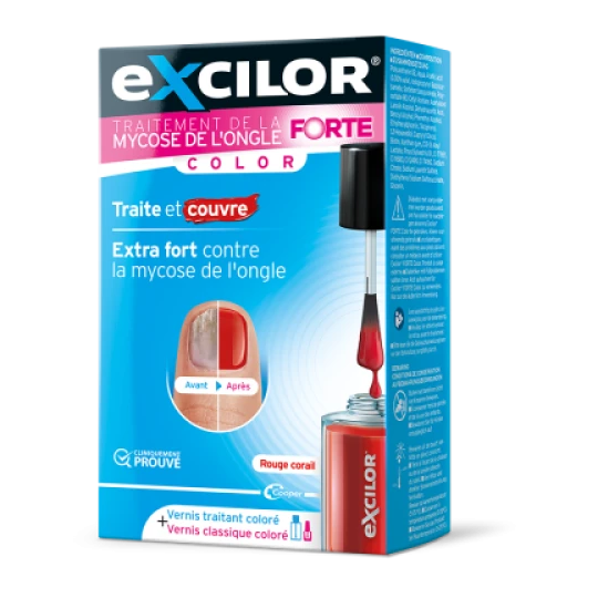 Excilor Mycose de l'ongle Traitement Forte Color Rouge 30 ml