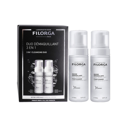 Filorga Mousse démaquillante duo 2 x 150 ml – nettoyant visage à l'acide hyaluronique
