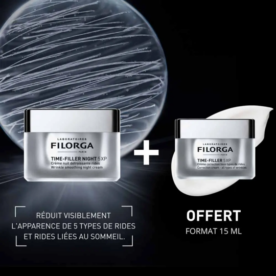 Filorga Time-Filler Night 5XP Coffret – Soin Nuit Anti-Rides 50ml + Time-Filler Eyes 4XP 4ml Offert