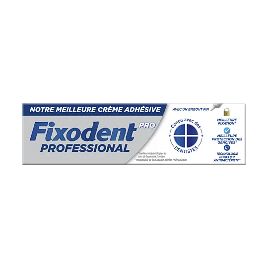 Fixodent Pro Professional crème adhésive 40 g – crème adhésive prothèses dentaires