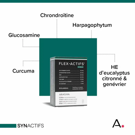 Flex Actifs Articulations Aragan 60 gélules – Souplesse articulaire et tissus conjonctifs