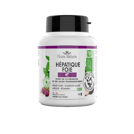 Flora Natura Complexe 4+ hépatique & foie 120 gélules – digestion, détoxification et protection du foie – chardon marie bio et radis noir