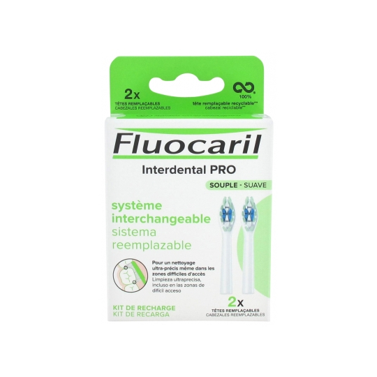 FLUOCARIL Têtes Remplaçables Interdental Pro Souple Système Interchangeable - lot de 2