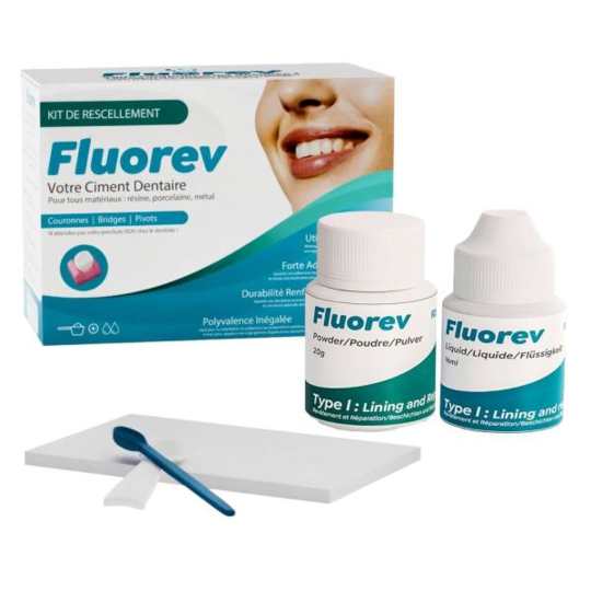 Ciment dentaire provisoire Fluorev – Fixation couronnes et bridges