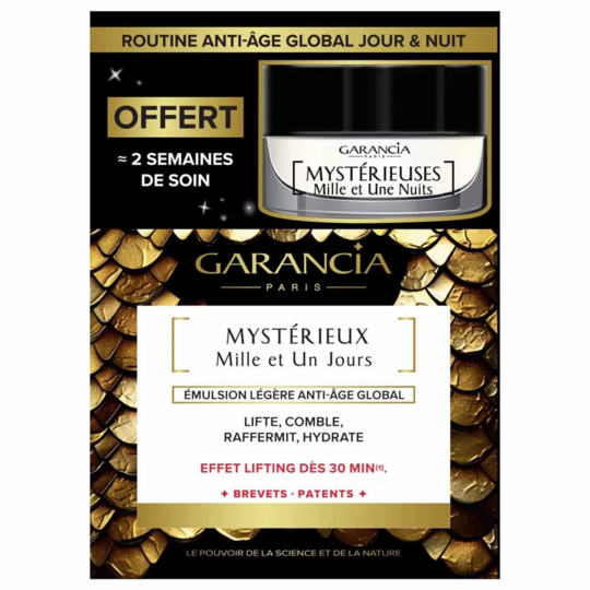 Garancia Mystérieux Mille et Un Jours Émulsion 30 ml + Mystérieuses Mille et Une Nuits 10 ml Offerte – Routine Anti-âge Peaux Mixtes à Grasses