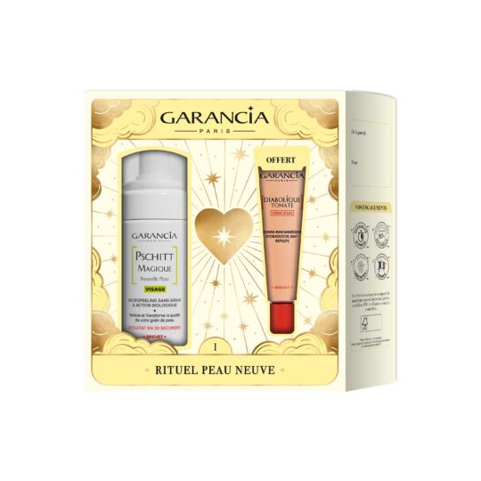 Garancia Coffret Noël Rituel Peau Neuve 2026 – Pschitt Magique 100 ml + Diabolique Tomate Crème d’Eau 20 g, grain de peau affiné et teint éclatant