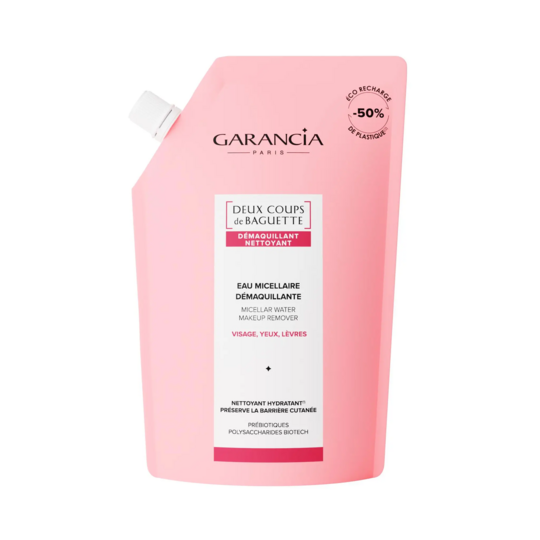 Garancia Deux coups de baguette recharge eau micellaire 400 ml — nettoyant apaisant visage yeux et lèvres