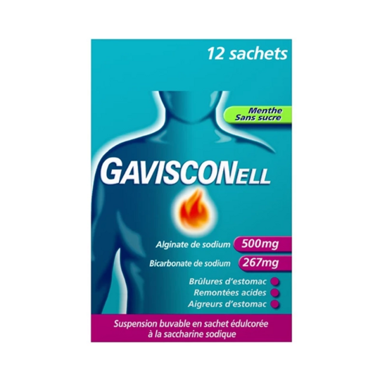 Gavisconell Menthe Sans Sucre - 24 sachets – Médicament contre les brûlures d’estomac et reflux