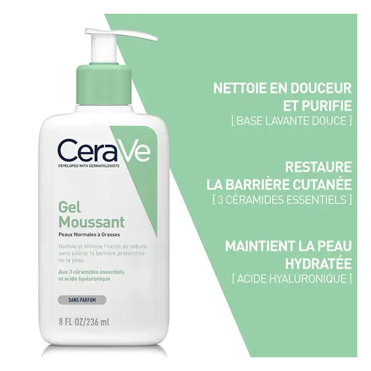 Cerave Gel Moussant Peaux Normales à Grasses 236ml