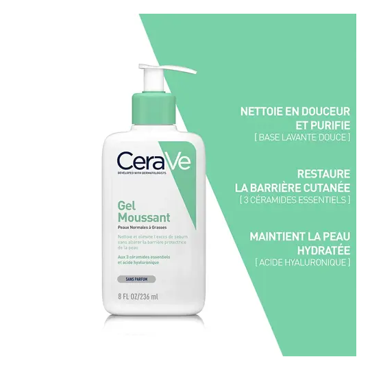 Cerave Gel Moussant Peaux Normales à Grasses 473 ml