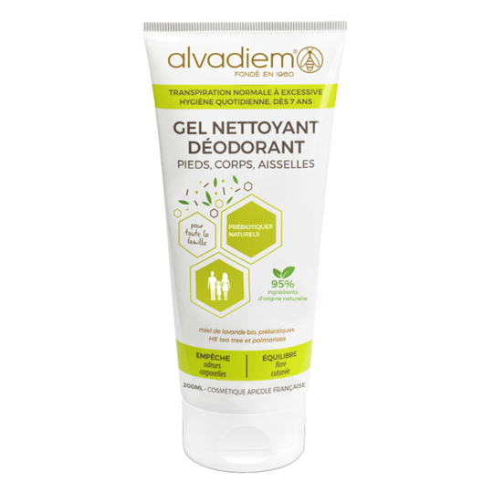 Gel Nettoyant Déodorant Pieds, Corps et Aisselles - au Miel Bio - 200 ml 