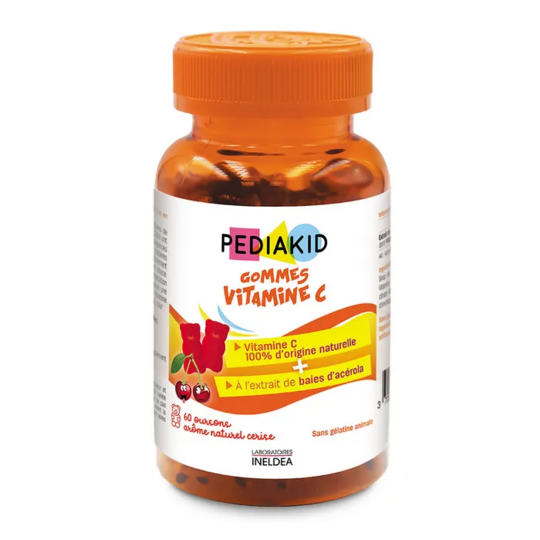 Pediakid Gommes Vitamine C Enfants 60 oursons goût cerise - Fatigue et système dès 3 ans