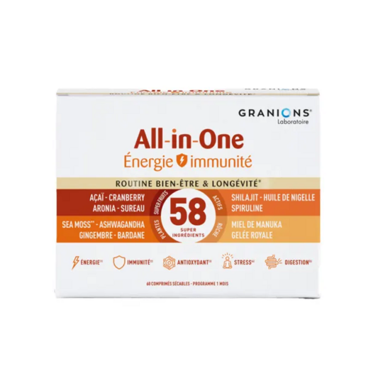 Granions All-in-One Énergie Immunité 60 comprimés – Routine bien-être et longévité