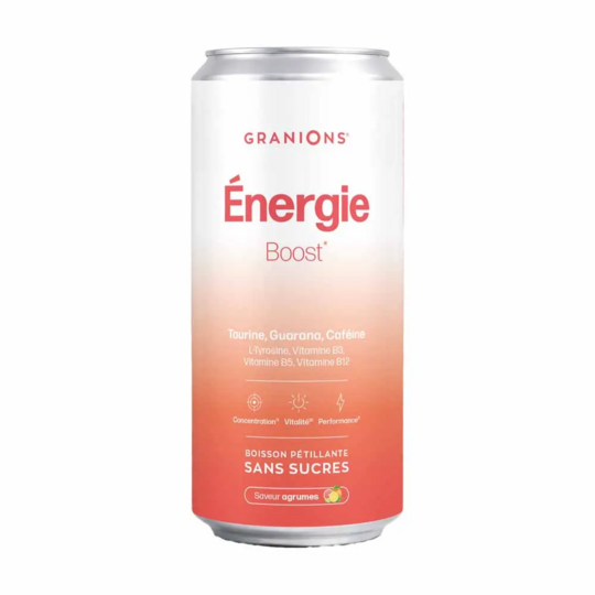 Granions Boisson Pétillante Énergie Boost Vitalité Agrumes 330 ml – Vitalité, concentration et réduction de la fatigue