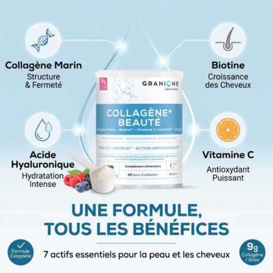 Granions Collagène + Beauté Fruits Rouges 275 g – Peau, cheveux et ongles