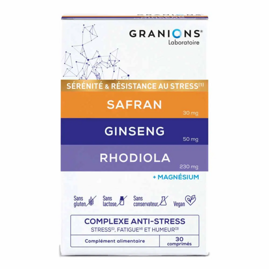 Granions Complexe Anti-Stress 30 comprimés – Stress, fatigue nerveuse et équilibre émotionnel