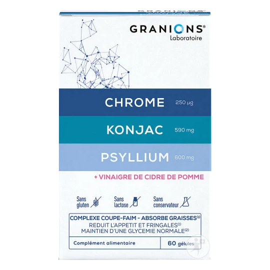 Granions Coupe Faim Chrome Konjac Psyllium 60 gélules