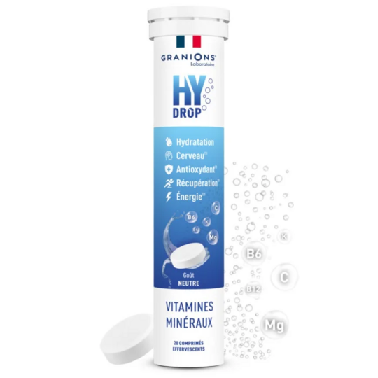 Granions Hydrop Pastille hydratation électrolytes  neutre — tube de 20 comprimés effervescents