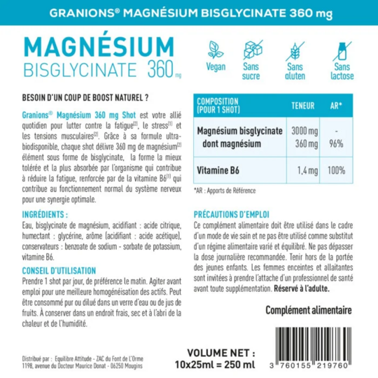 Granions Magnésium Bisglycinate 360 10 shots