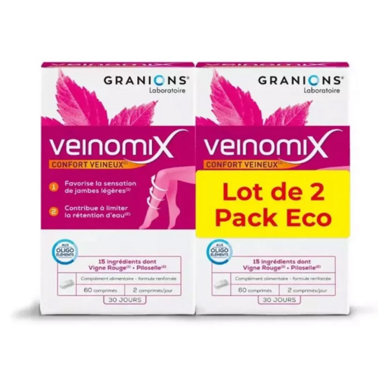 Granions Veinomix Jambes lourdes - Circulation optimale 2 x 60 comprimés