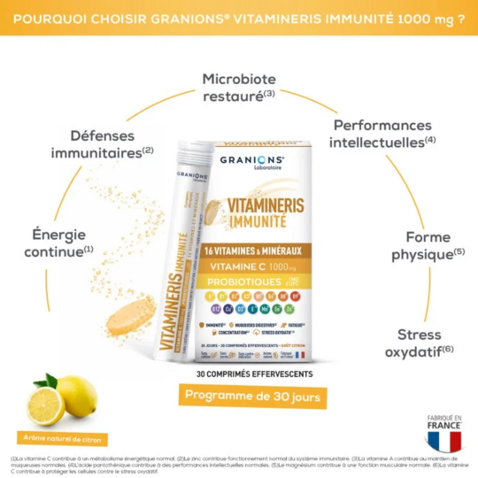 Granions Vitamineris Immunité 1000mg 30 comprimés