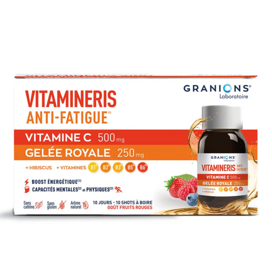 Granions Vitamineris anti‑fatigue 10 shots 15 ml – complément tonus énergie