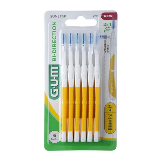 GUM Bi-Direction 1,4 mm – brossettes interdentaires 6 pièces – nettoyage interdentaire innovant