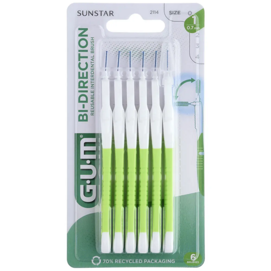GUM Proxabrush Bi-Direction 0.7 mm x6 – brossettes interdentaires
