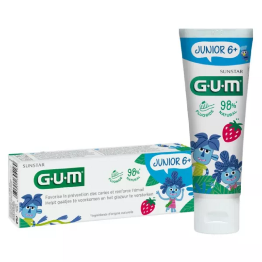 Gum Junior 6+ dentifrice fluoré 50 ml – dentifrice prévention caries enfant