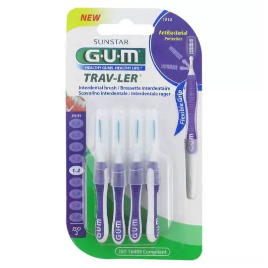 Gum Trav-Ler 1,2 mm 4 unités – brossettes interdentaires voyage