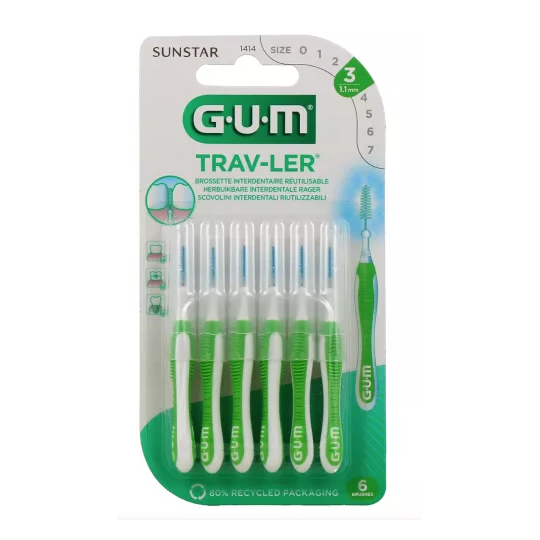 GUM Trav‑ler 1,1 mm – brossettes interdentaires 6 pièces