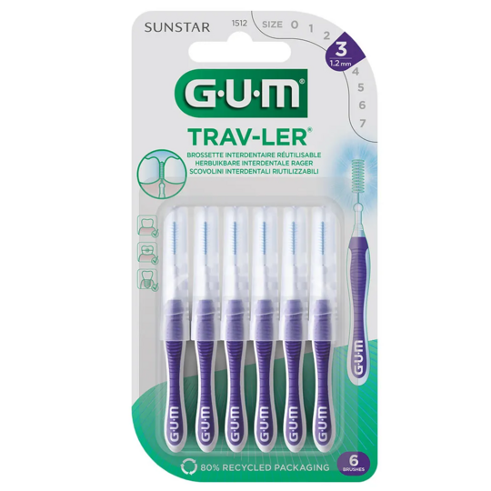 Gum Trav-ler brossettes interdentaires 1,2 mm x6 – nettoyage interdentaire large