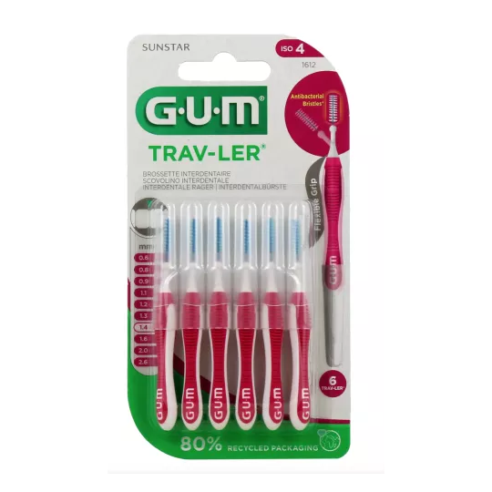 GUM Trav‑ler 1,4 mm – brossettes interdentaires 6 pièces