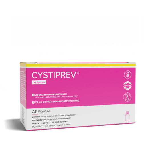 Cystiprev Aragan Cranberry & probiotiques 10 flacons Appareil urinaire et flore vaginale