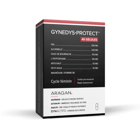 Gynedys Protect Confort menstruel Aragan 40 gélules – Cycle féminin, règles et SPM