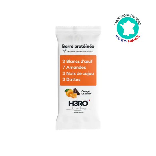 H3RO Barre protéinée Orange cacao 52 g