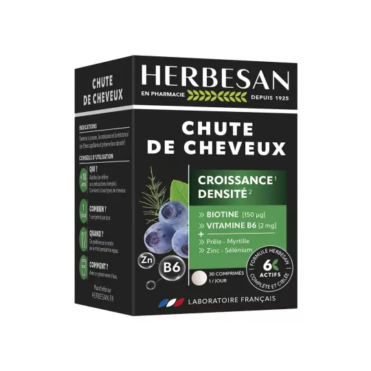 Herbesan Chute de cheveux 30 comprimés – complément fortifiant croissance & densité