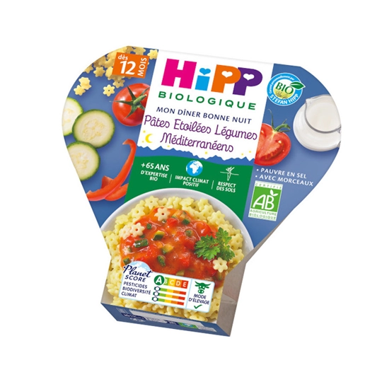 HiPP Mon Dîner bonne nuit Pâtes étoilées Légumes Méditerranéens 12 mois 230g