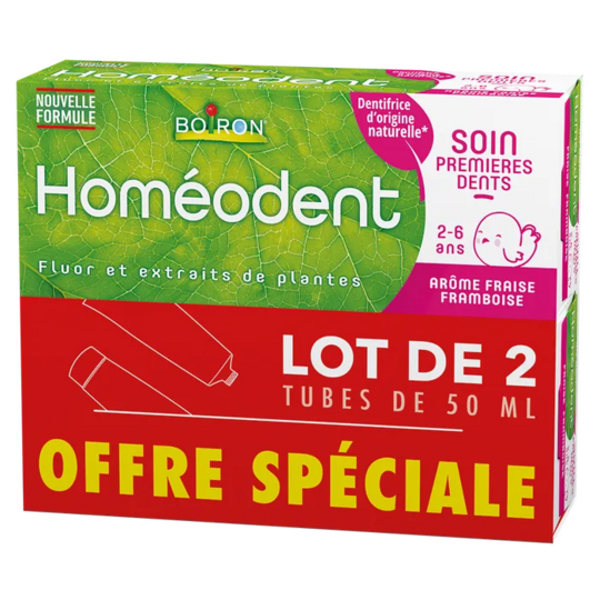 Boiron Homéodent soin premières dents arôme fraise/framboise 2 x 50 ml