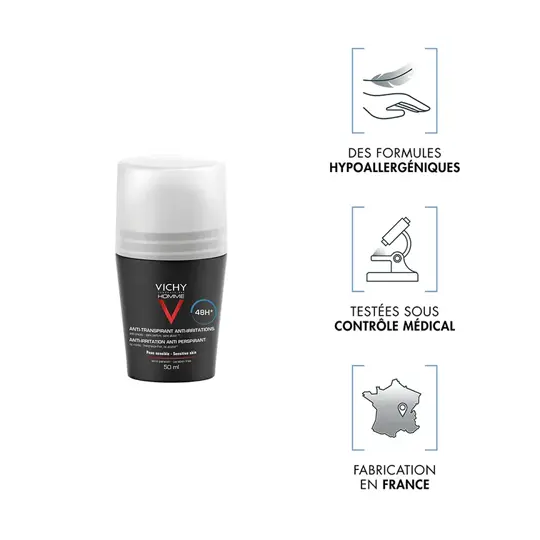 Vichy Déodorant Homme Anti-Transpirant 48H 50 ml