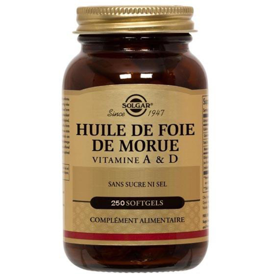 Huile de Foie de Morue Norvégien, Vitamines A & D- 250 capsules