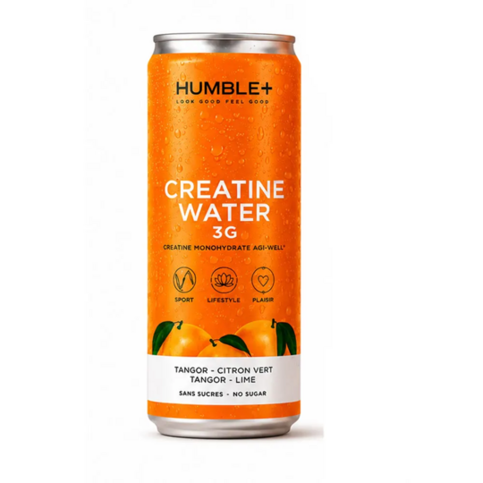 Humble+ Créatine Water citron vert 330 ml — boisson pétillante enrichie en créatine 3 g pour le sport