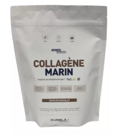 Humble+ Collagène marin chocolat 300 g — complément alimentaire fermeté peau et confort articulaire