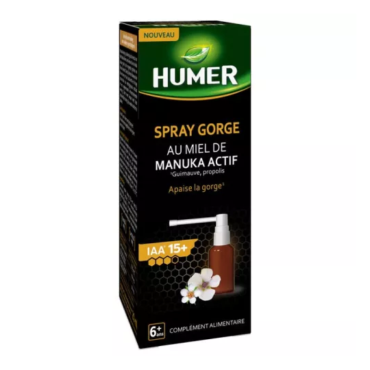 Humer Spray gorge au miel de manuka actif et propolis 30 ml – soulagement gorge et immunité