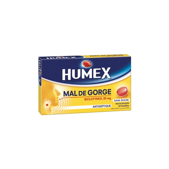 Humex Mal de gorge Lidocaïne Fruits rouges 24 pastilles avec sucre