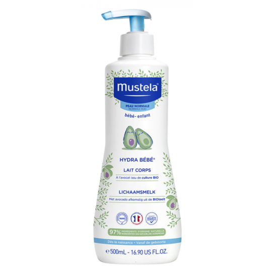 HYDRA BEBE - Lait Corps Hydratant à l'Avocat Bio - Peau Normale - 500 ml