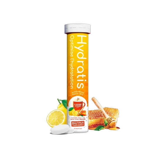 Hydratis Pastilles d'hydratation Miel citron à boire chaud 20 pastilles