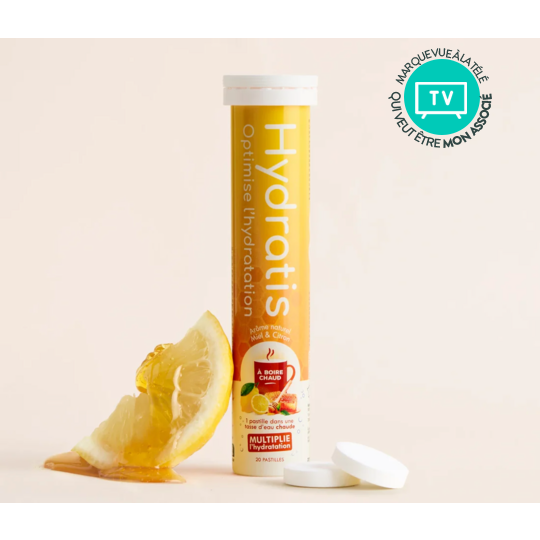 Hydratis Miel Citron 20 pastilles effervescentes – Électrolytes et hydratation à boire chaud