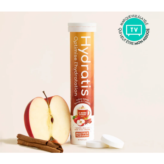 Hydratis Pomme Cannelle 20 pastilles effervescentes – Électrolytes et hydratation à boire chaud