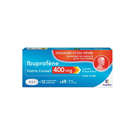 Ibuprofène 400 mg Viatris 12 comprimés – Médicament contre douleurs et fièvre
